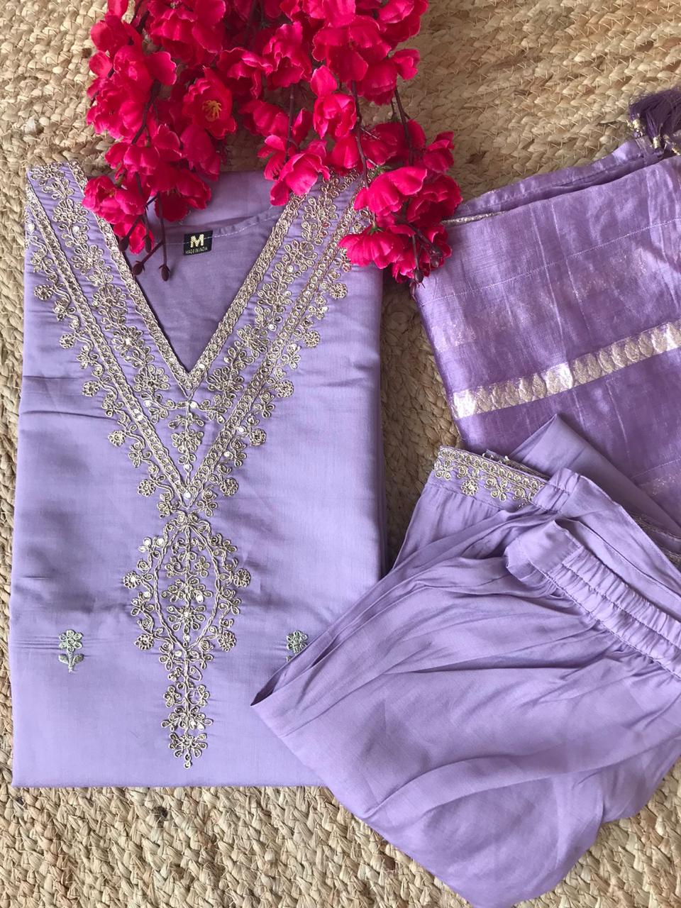 VT Designer Roman Silk Embroidery Kurti With Bottom Dupatta Wholesale Market In Surat